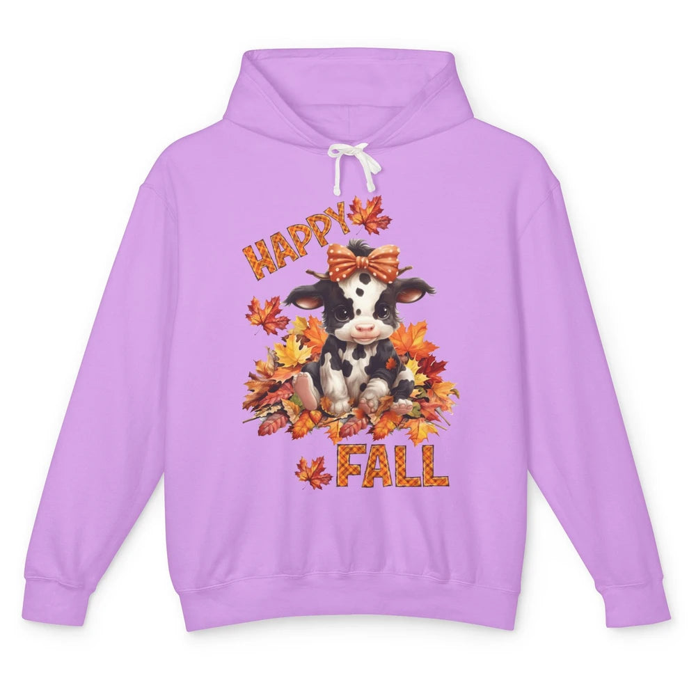 Cute Baby Cow Bandana Hay Fall Pumpkin Thanksgiving Autumn Unisex Lightweight Hoodie