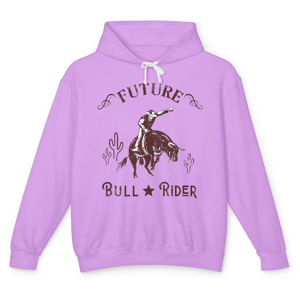 Retro Future Bull Rider Cowboy Western Country Cactus Riding Unisex Lightweight Hoodie