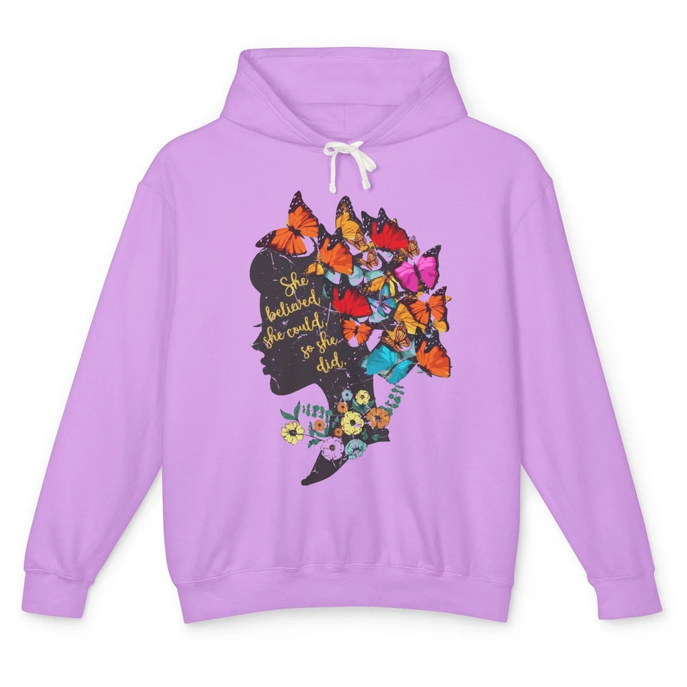 Floral Women Butterfly Inspirational Saying Mental Health Unisex Lightweight Hoodie