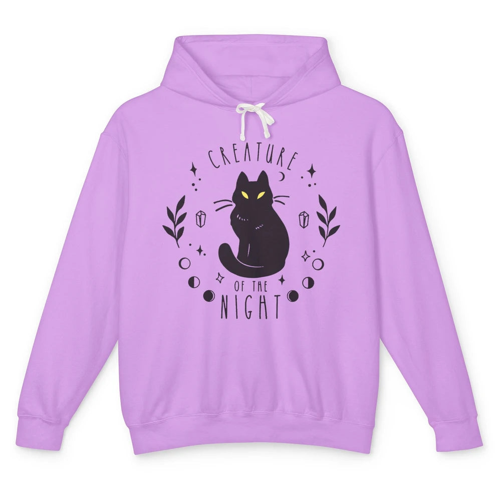 Black Cat Witch Creature Of The Night Halloween Cat Costume Unisex Lightweight Hoodie