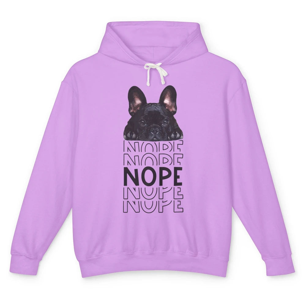 Nope Funny Lazy Black French Bulldog Lying Dog Owner Nap Unisex Lightweight Hoodie