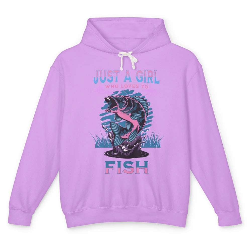 Fisherwoman Just A Girl Who Loves Fishing Reel Girls Fish Unisex Lightweight Hoodie