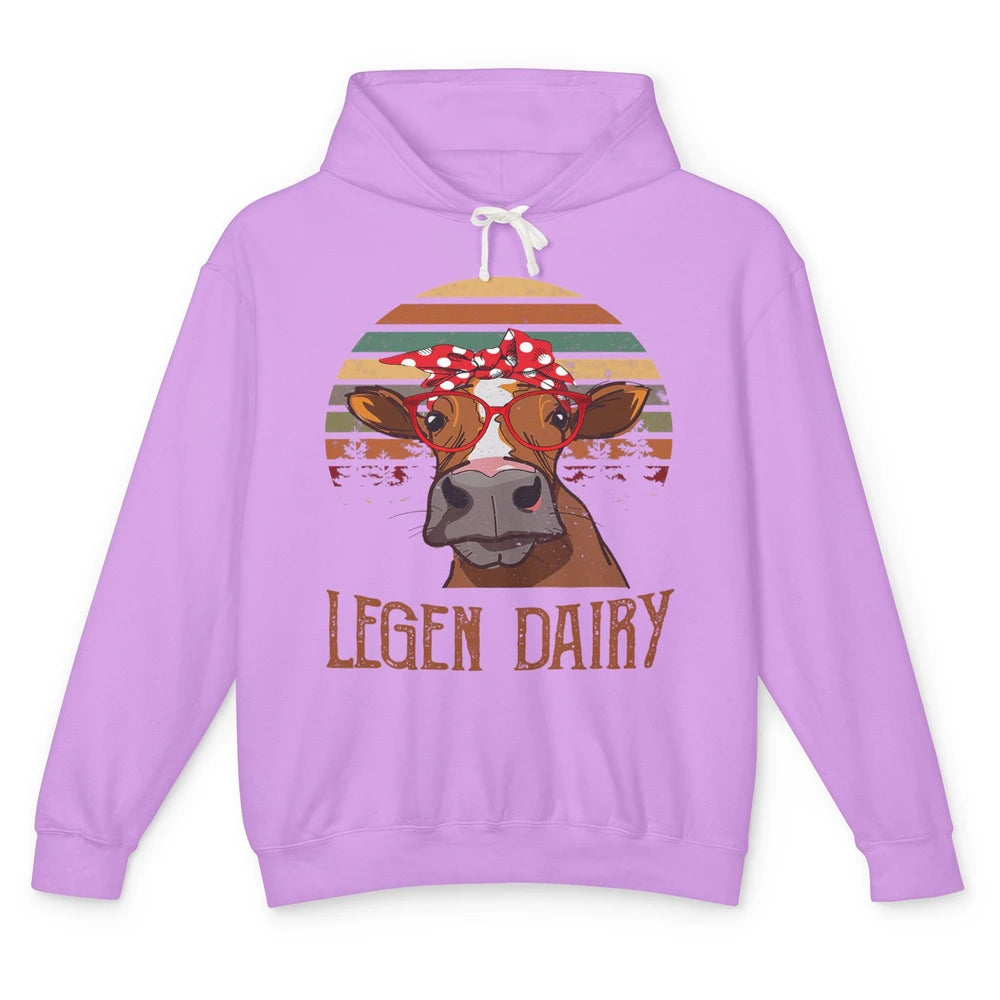 Retro Funny Highland Cow Legend Dairy Heifer Farm Animal Unisex Lightweight Hoodie