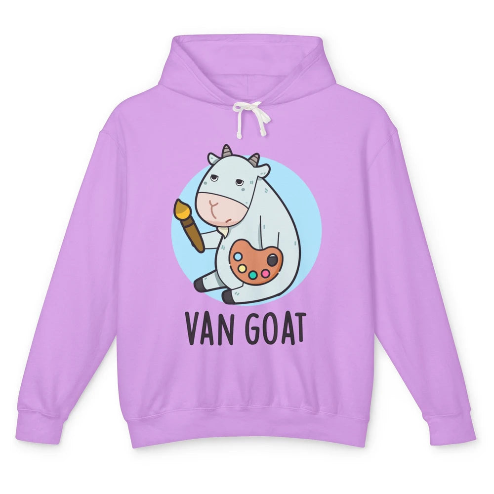 Funny Van Goat Humor Cute Farm Animal Artist Pun Sarcastic Unisex Lightweight Hoodie