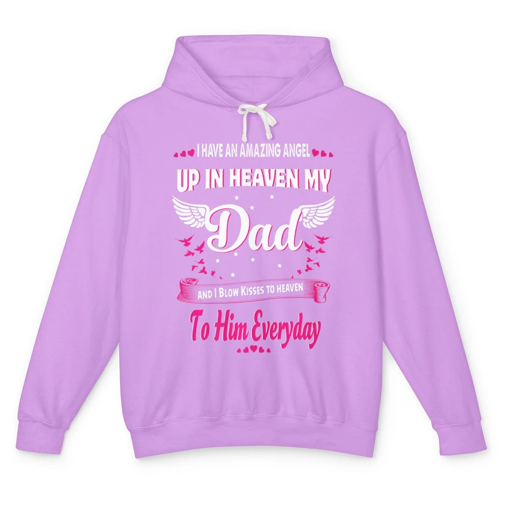 Heaven Beautiful Dad In Heaven Angel Wings Father Guardian Unisex Lightweight Hoodie