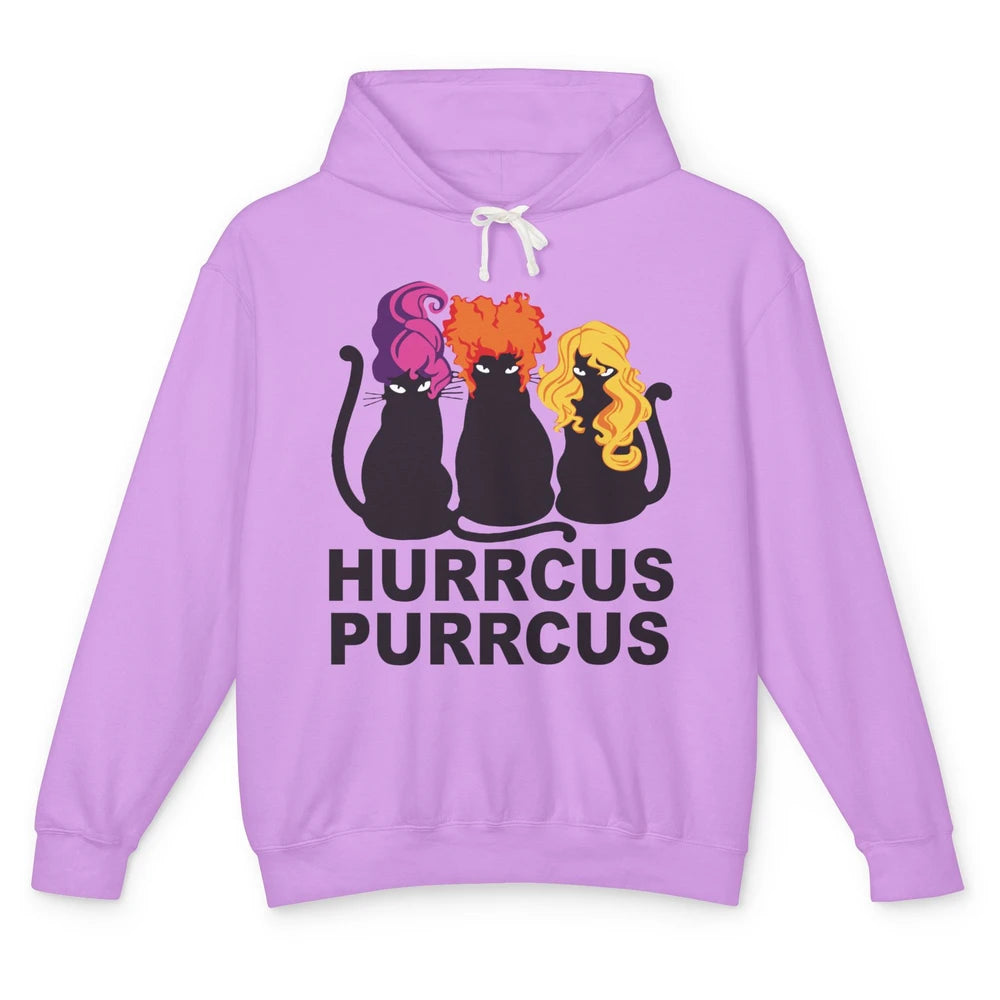 Black Cat Witch Hurrcus Purrcus Halloween Costume Cat Lovers Unisex Lightweight Hoodie