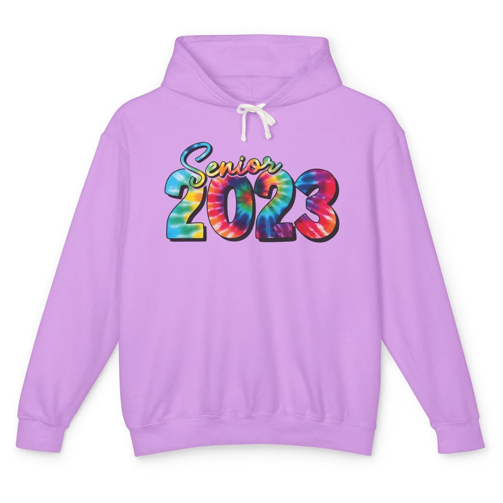 Tie Dye Senior 2023 Class Of 2023 Graduate Bachelor Hat Gift Unisex Lightweight Hoodie