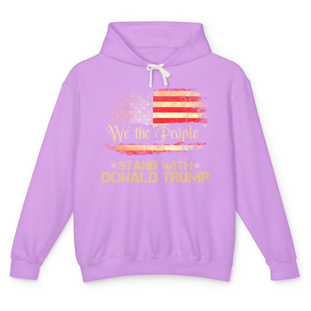 Retro US Flag We The People Stand With Donald Trump Return Unisex Lightweight Hoodie