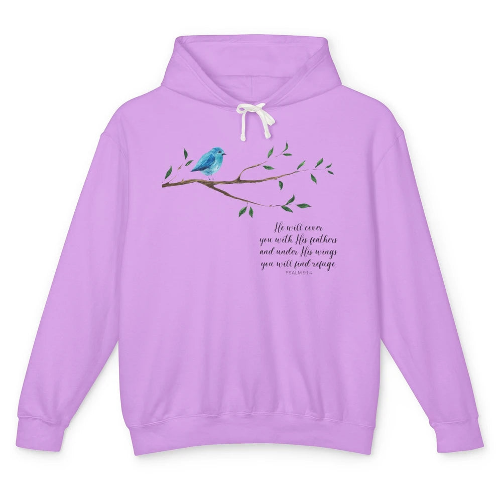 Christian God Cover You With His Feathers Bible Religious Unisex Lightweight Hoodie