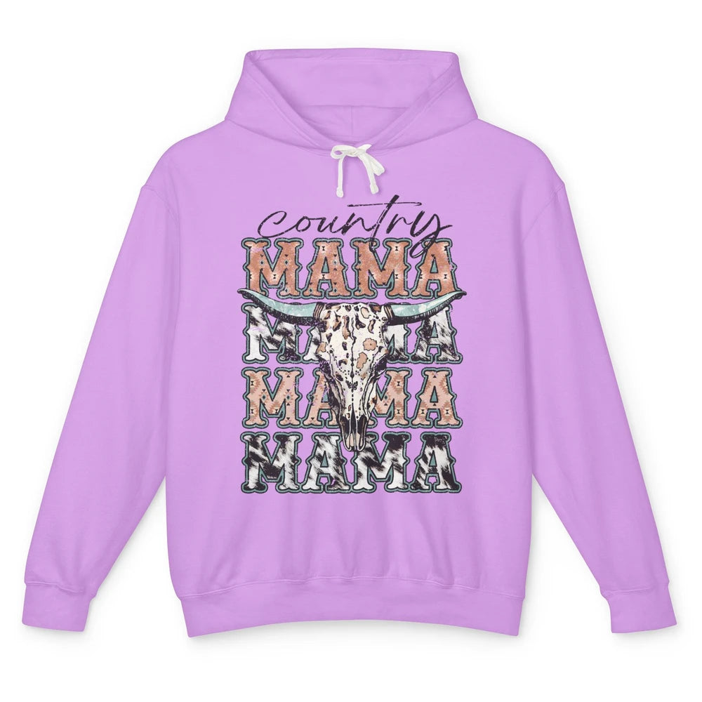 Leopard Boho Bull Skull Country Mama Desert Spirit Western Unisex Lightweight Hoodie