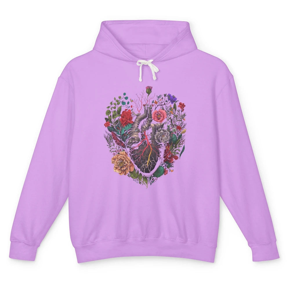 Anatomical Heart Show Your Love Anatomy Cardiologist Floral Unisex Lightweight Hoodie