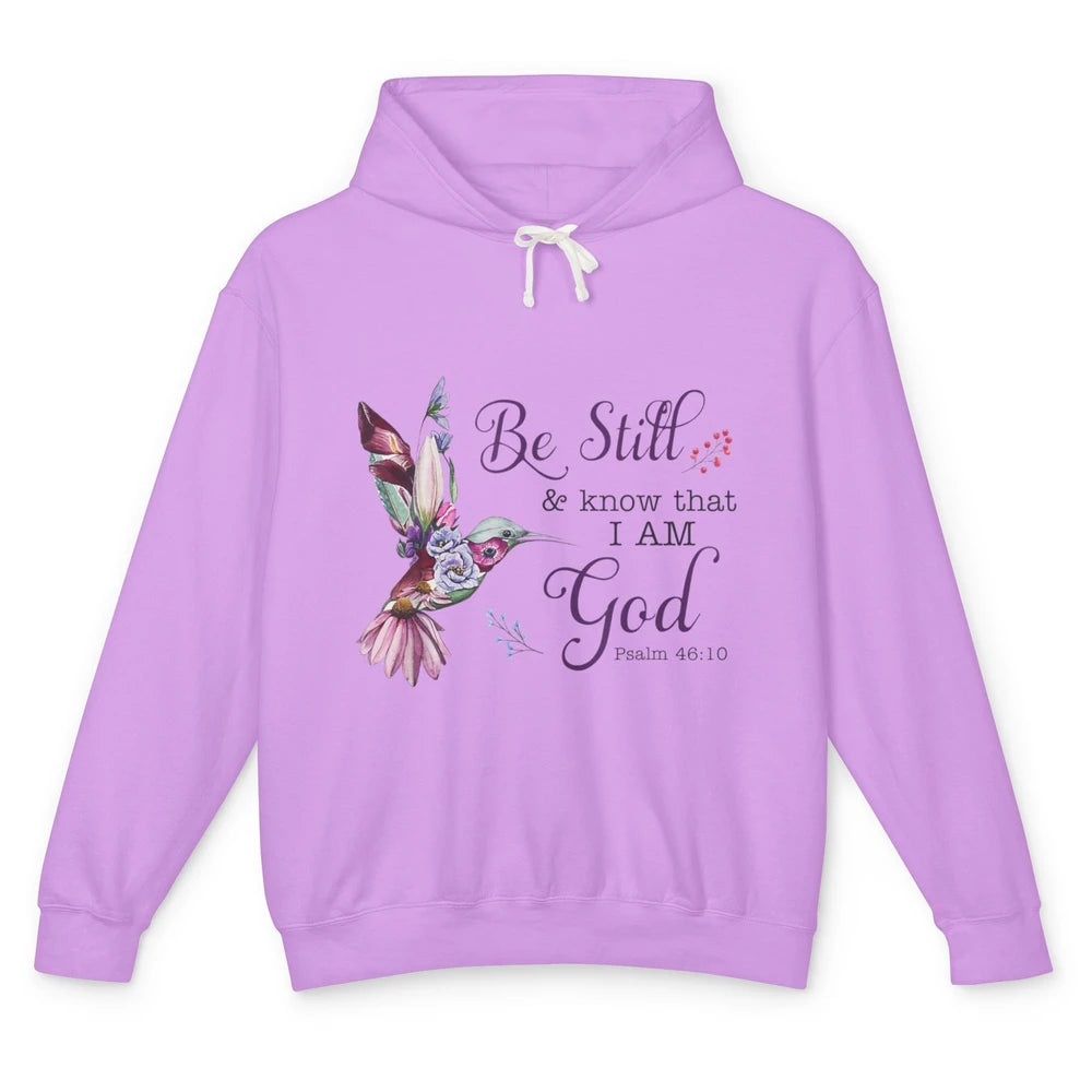 Be Still Know Im God Floral Bird Jesus Christian Bible Verse Unisex Lightweight Hoodie