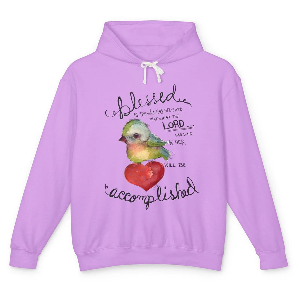 Christian Blessed Is She Who Believed Bible Verse Religious Unisex Lightweight Hoodie