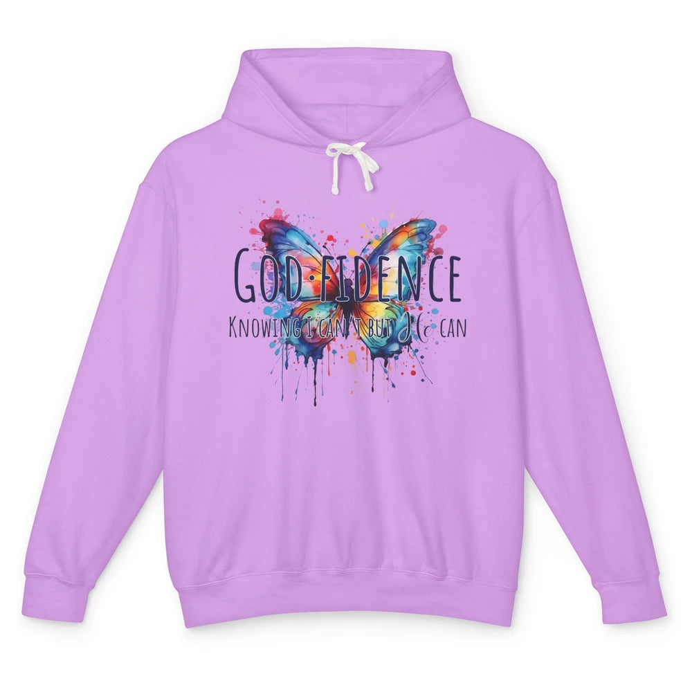 Christian God Fidence Know I Can't But He Can Inspirational Unisex Lightweight Hoodie