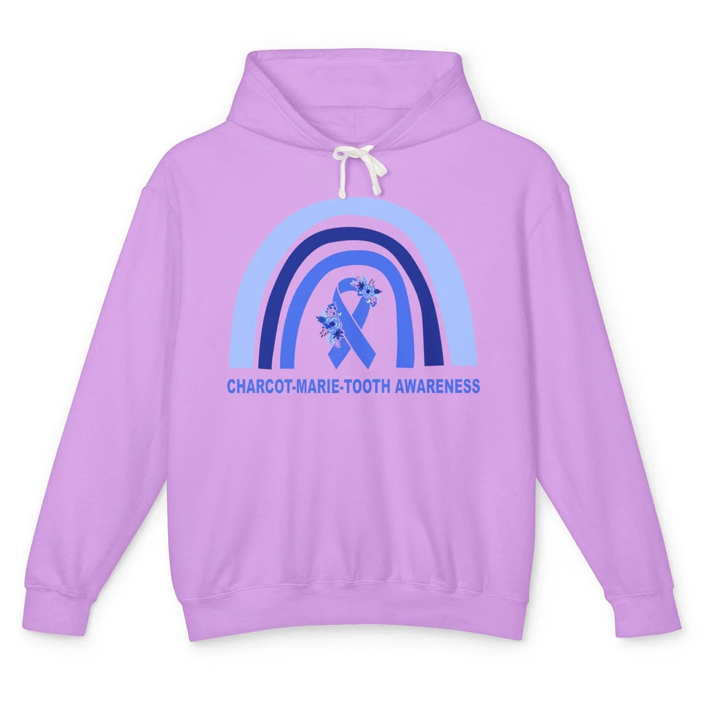 Charcot-marie-tooth Disease Awareness Floral Blue Rainbow Unisex Lightweight Hoodie