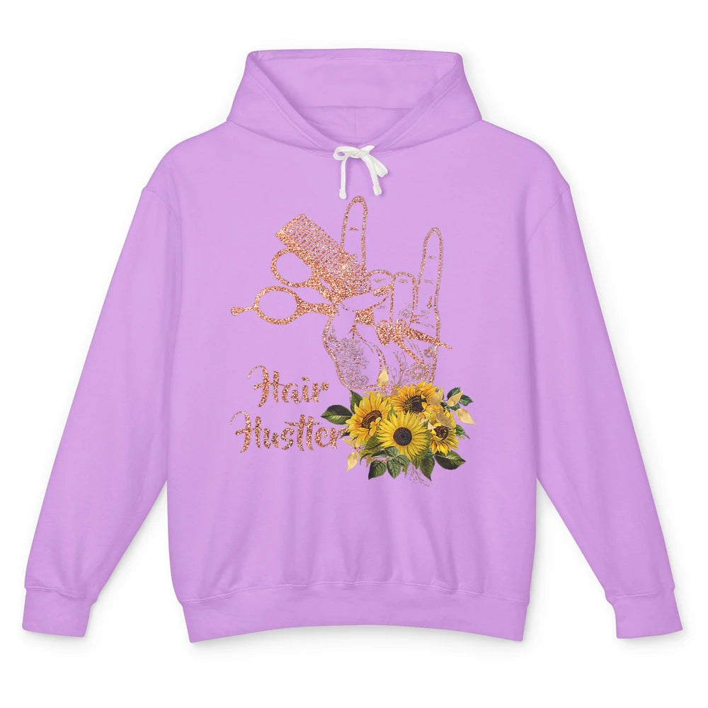 Hair Hustler Sunflower Barber Style Hairstylist Hairdresser Unisex Lightweight Hoodie