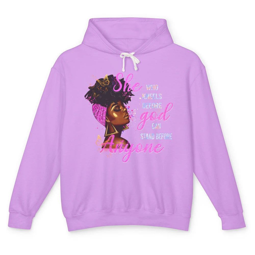 Black Girl She Who Kneels Before God Christian Afro Women Unisex Lightweight Hoodie