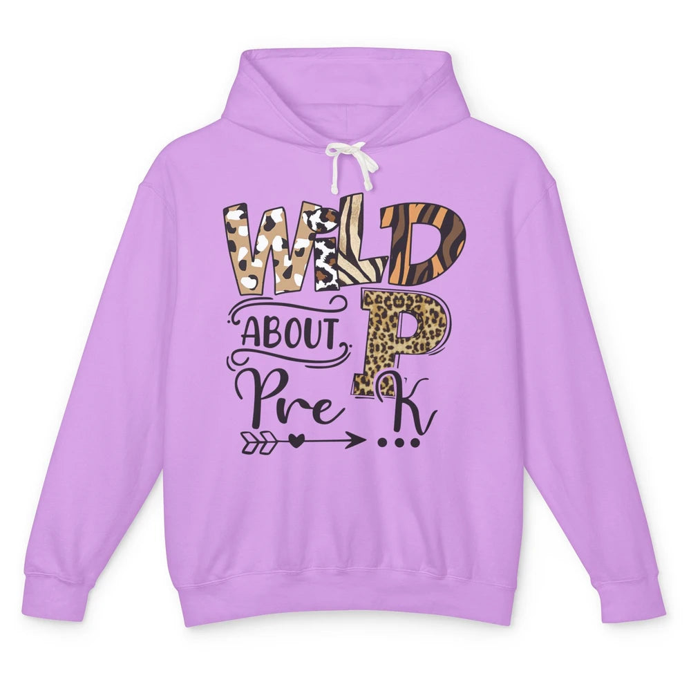 Wild About Pre-K Leopard Preschool Teacher Back To School Unisex Lightweight Hoodie