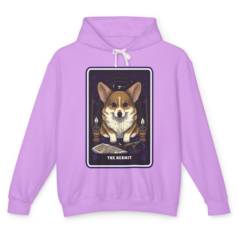 Corgi Witch The Hermit Tarot Card Halloween Corgi Dog Mom Unisex Lightweight Hoodie