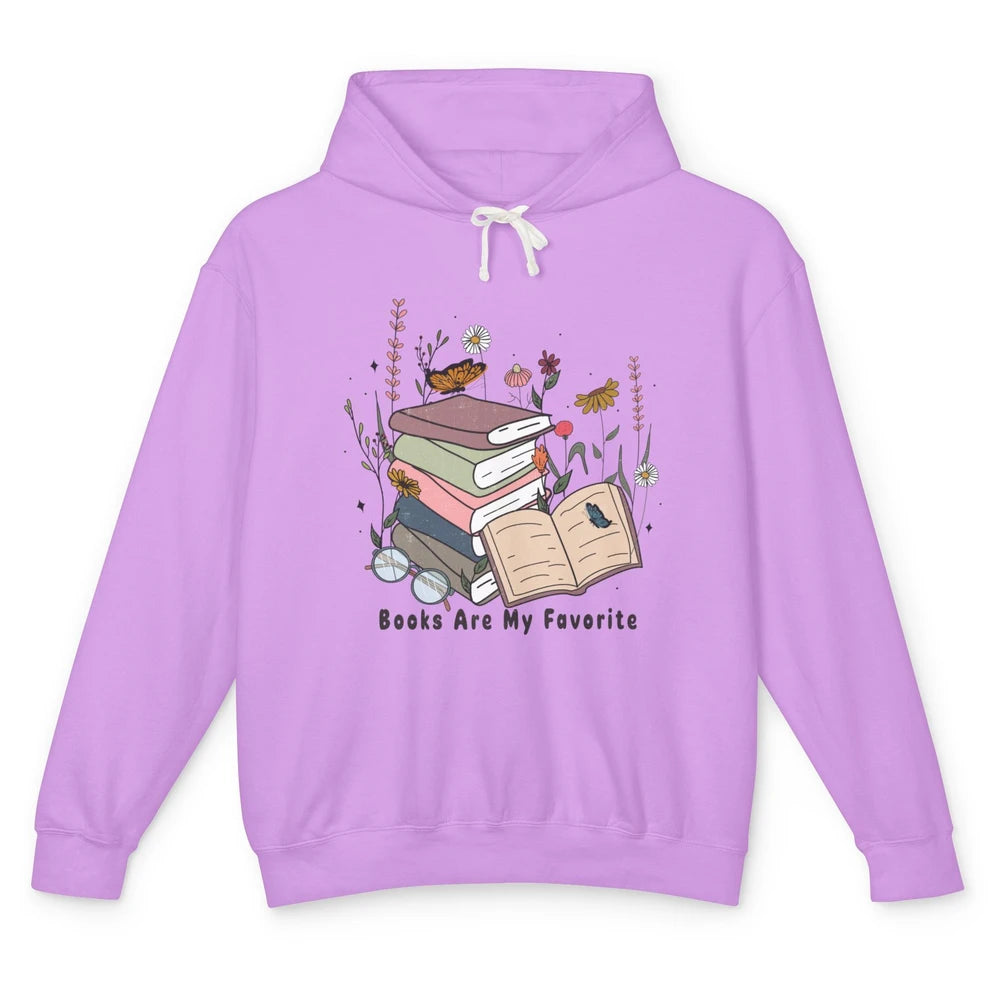 Vintage Books Are My Favorite Floral Bookish Reading Retro Unisex Lightweight Hoodie