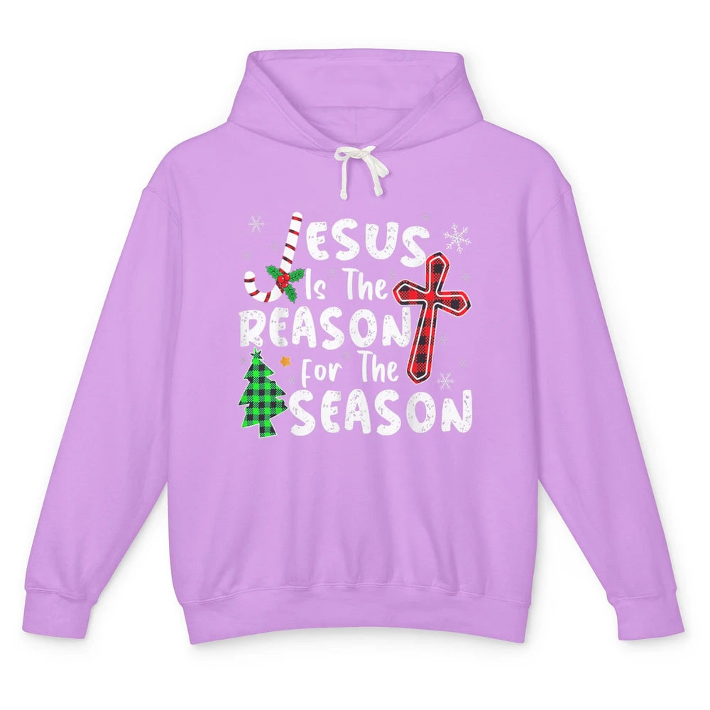 Merry Christmas Jesus The Reason For Season Xmas Cross Candy Unisex Lightweight Hoodie