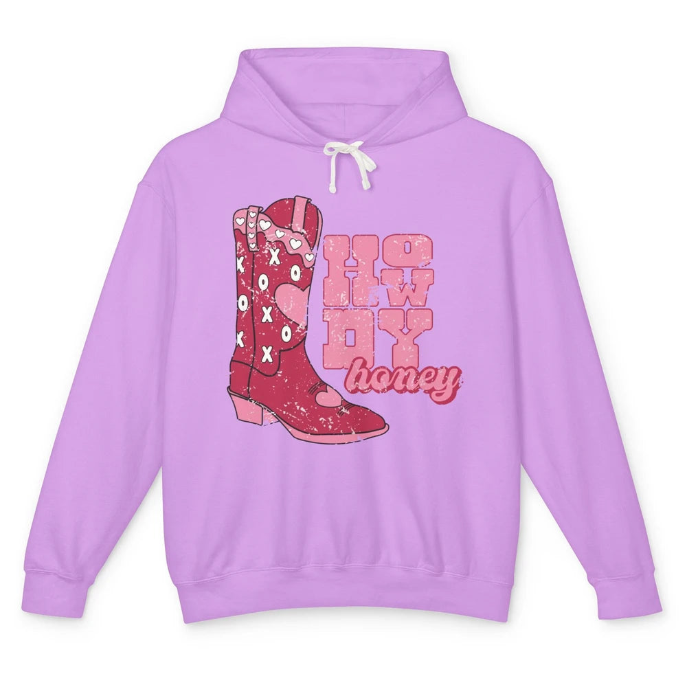 Cowgirl Boots Cowboy Honey Valentines Day Howdy Boho Love Unisex Lightweight Hoodie