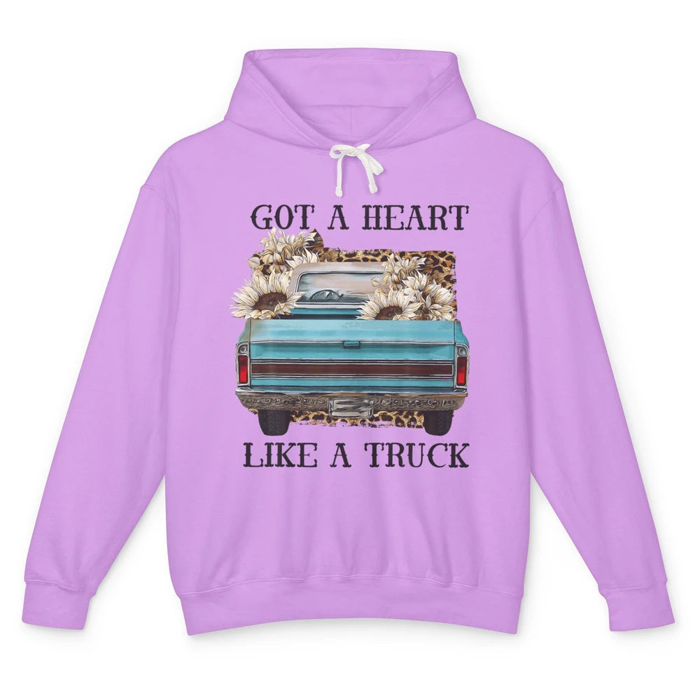 Got Heart Like Truck Sunflower Leopard Western Country Farm Unisex Lightweight Hoodie