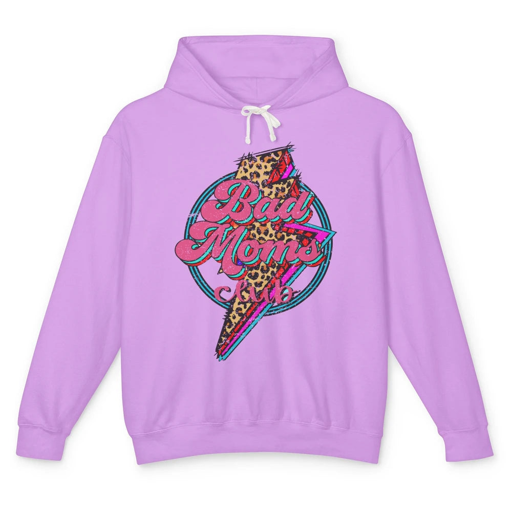 Leopard Proud Member Of Bad Moms Club Lightning Bolt Western Unisex Lightweight Hoodie