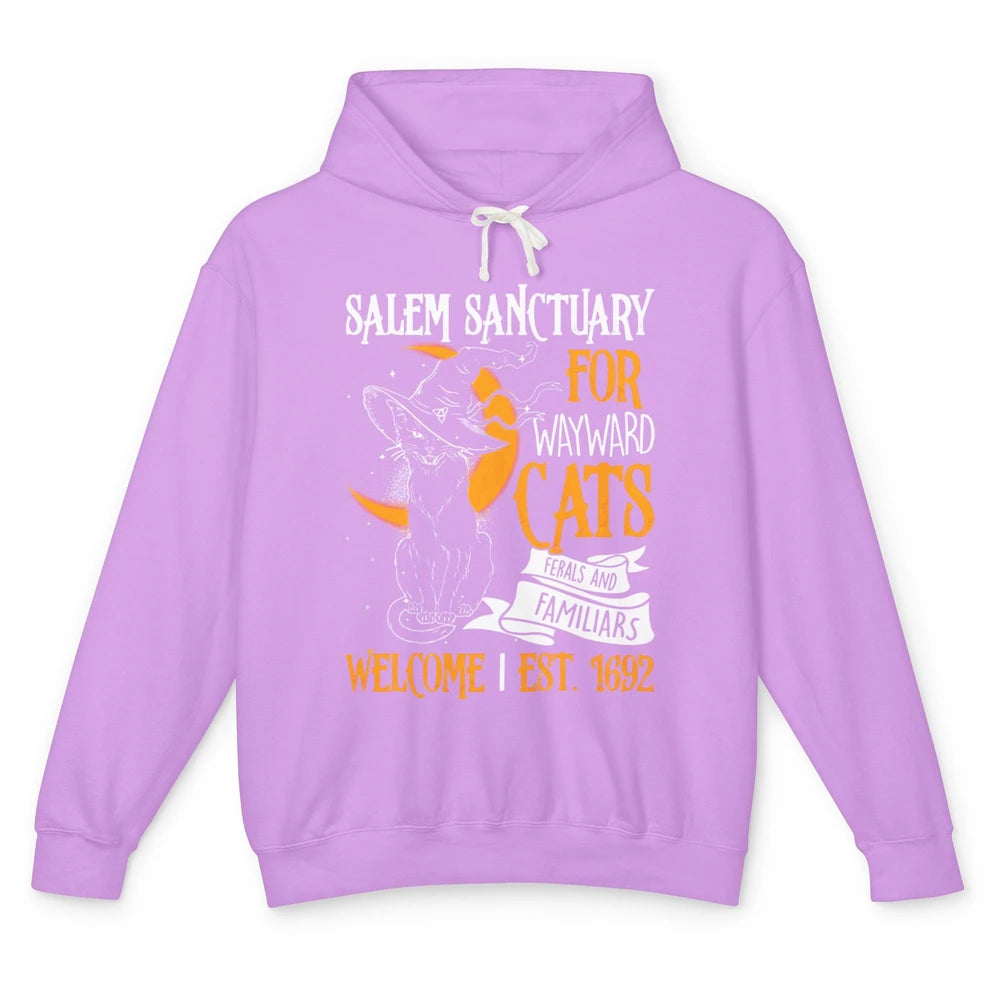 Witch Cat Salem Sanctuary Witch City Halloween Gothic Cat Unisex Lightweight Hoodie