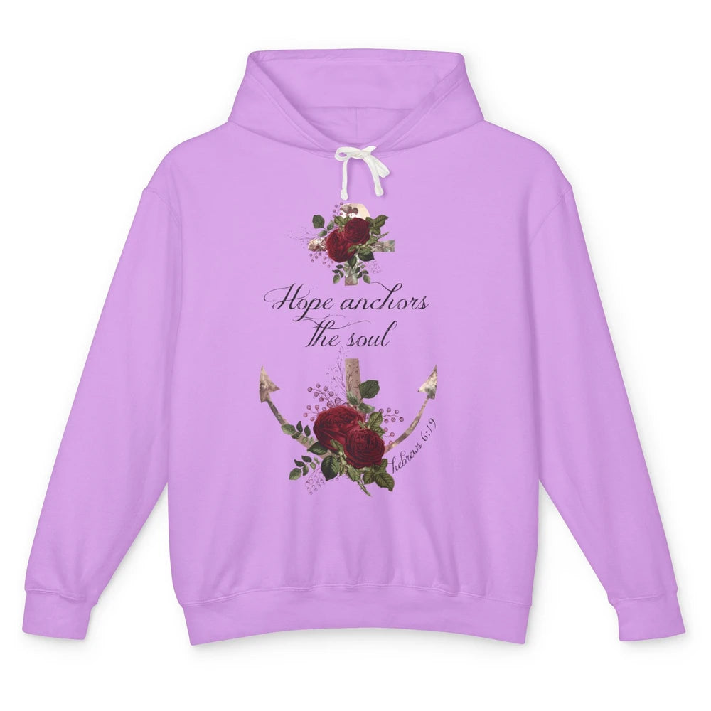 Floral Christian Hope Anchor The Soul Bible Verse Motivation Unisex Lightweight Hoodie