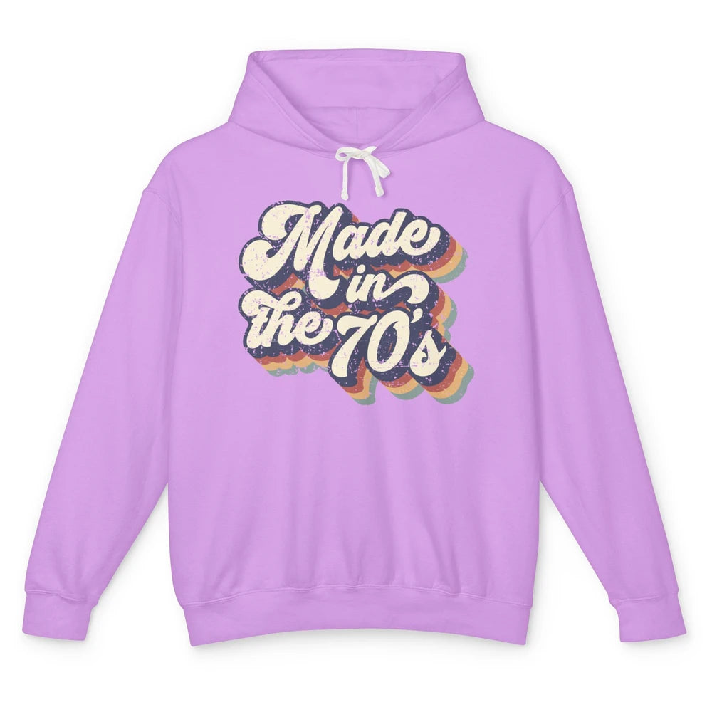 Retro Vintage Made In The 70's 1970s Born Birthday Day Gift Unisex Lightweight Hoodie