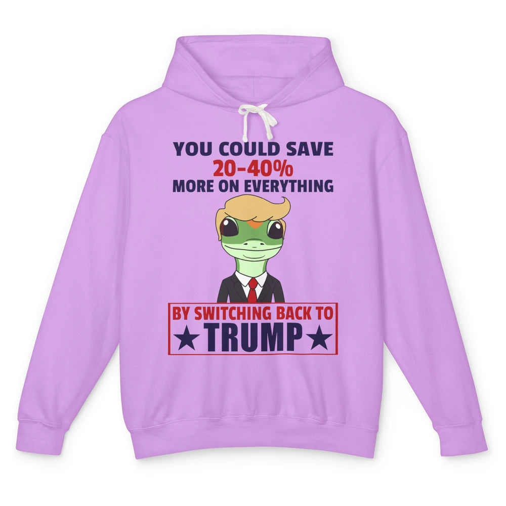 Funny Trump Gecko Switch Back To Trump Save More Republican Unisex Lightweight Hoodie