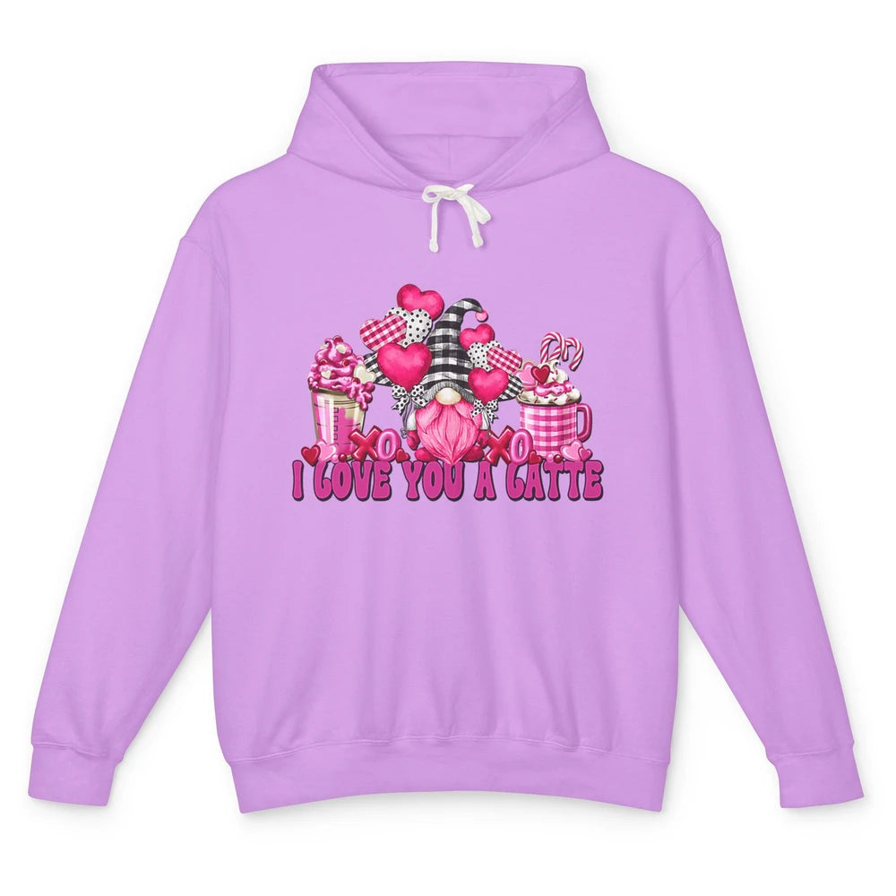 Pink Gnome And Valentines Day Latte Mugs I Love You Coffee Unisex Lightweight Hoodie