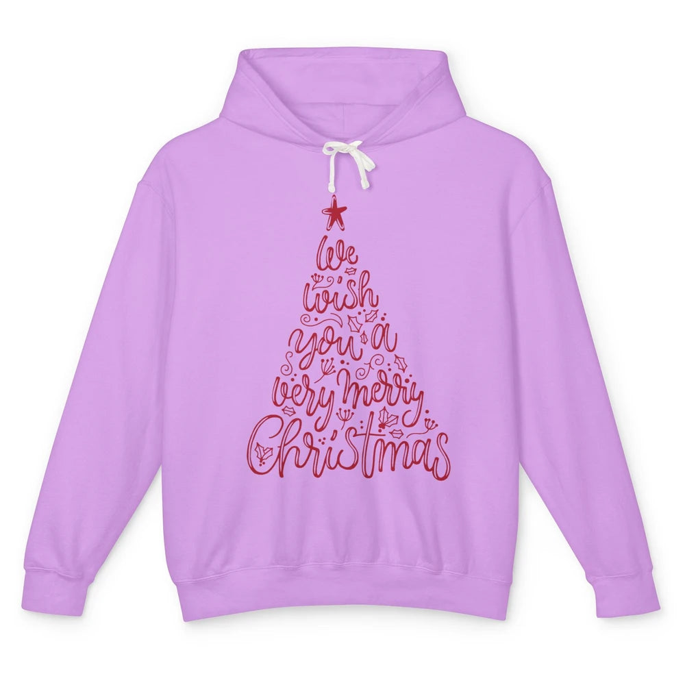 Funny Christmas Tree We Wish You A Merry Christmas Unisex Lightweight Hoodie