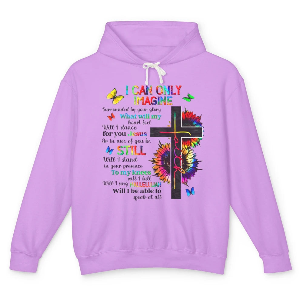 Jesus Cross Butterfly I Can Imagine Christian Religious Unisex Lightweight Hoodie