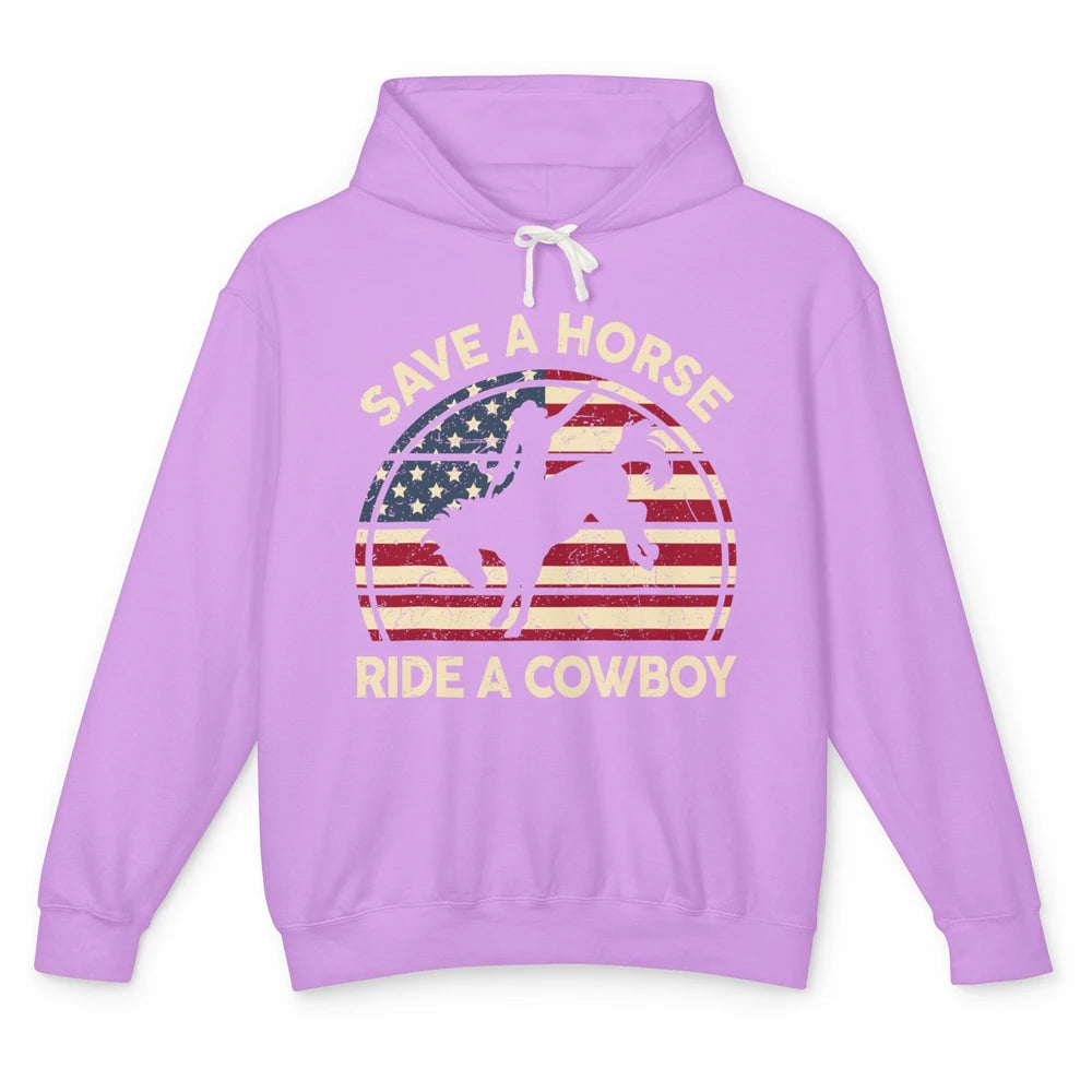 Funny Save A Horse Ride A Cowboy Western Country Rodeo Howdy Horseback Horse Riding Unisex Lightweight Hoodie