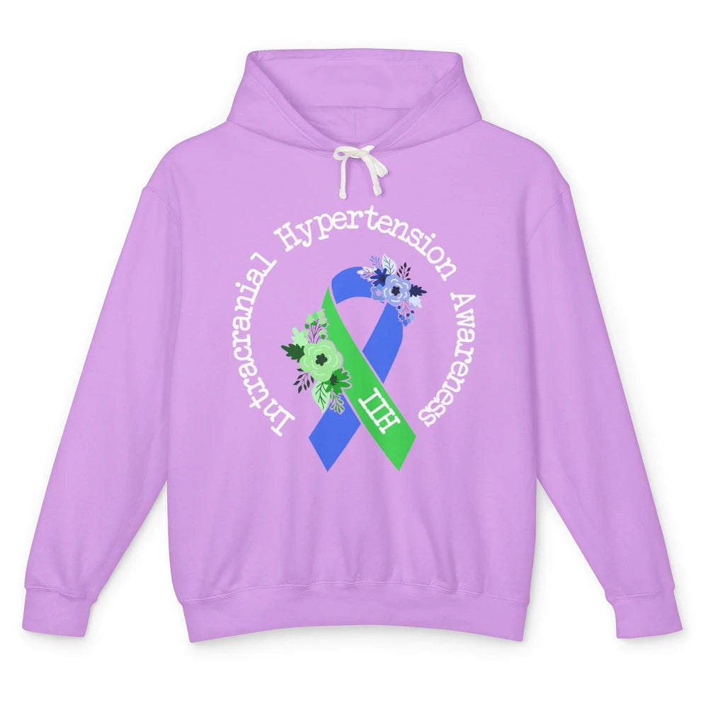 Intracranial Hypertension IIH Awareness Blue Green Ribbon Unisex Lightweight Hoodie