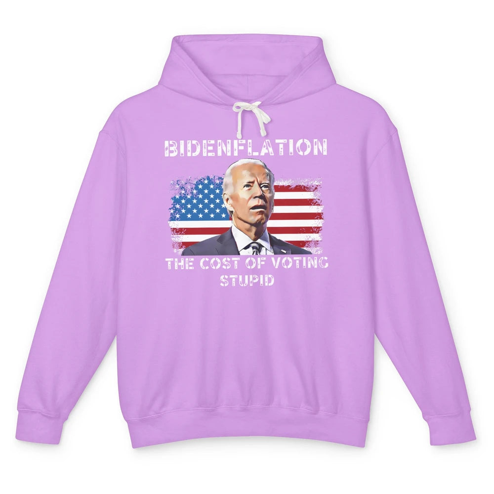 Funny Bidenflation Cost Of Voting Stupid Anti Joe Biden Unisex Lightweight Hoodie