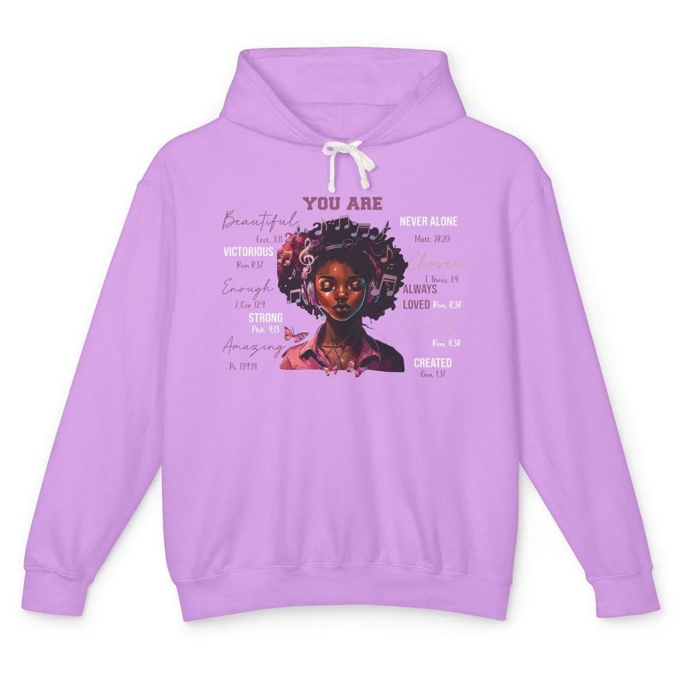 Black Girl Christian God Says I Am Bible Verse Religious Unisex Lightweight Hoodie