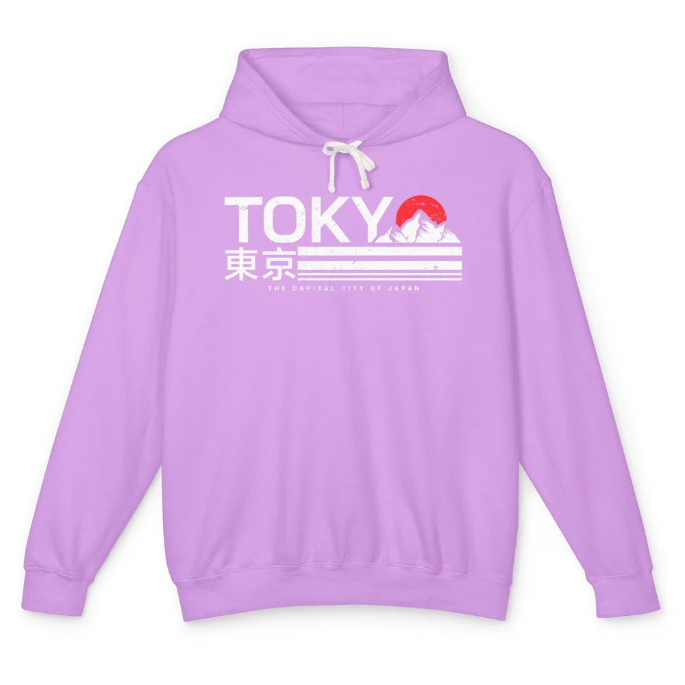 Vintage Sunset Mount Fuji Tokyo The Capital City Of Japan Unisex Lightweight Hoodie