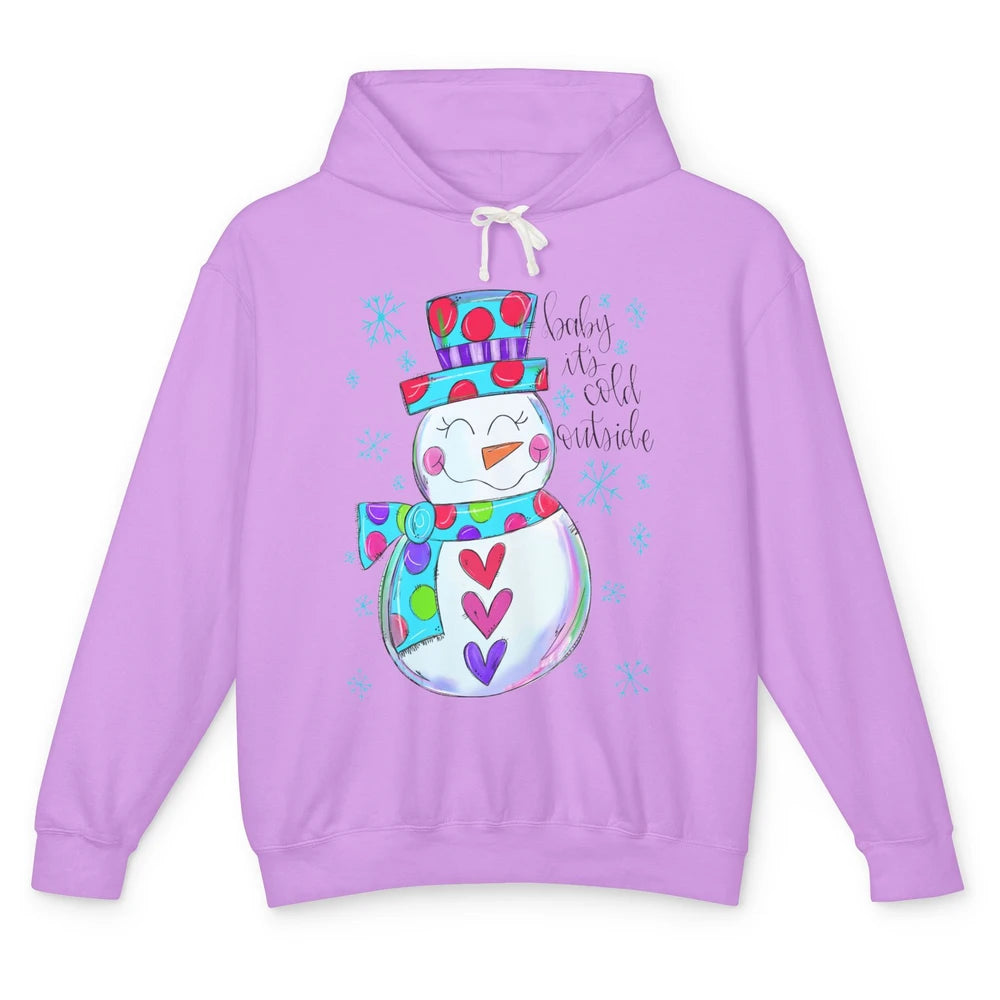 Winter Snowman Baby It's Cold Outside Christmas Hand Drawn Unisex Lightweight Hoodie