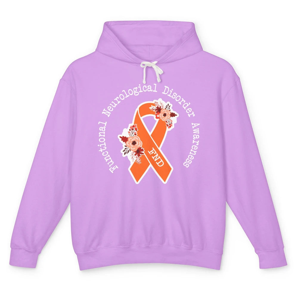 Functional Neurological Disorder Awareness FND Orange Ribbon Unisex Lightweight Hoodie