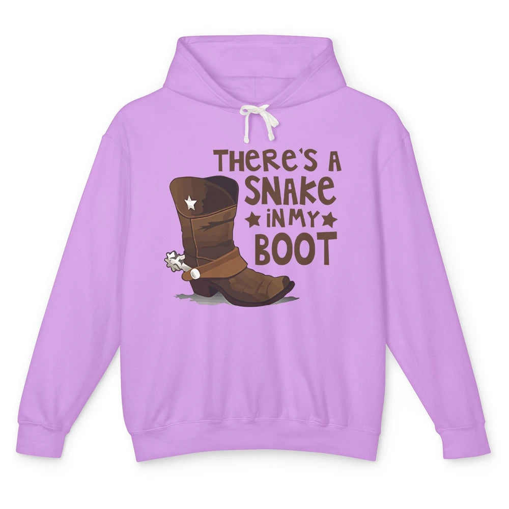 Funny Cowboy Boot There's A Snake In My Boots Western Cowboy Unisex Lightweight Hoodie