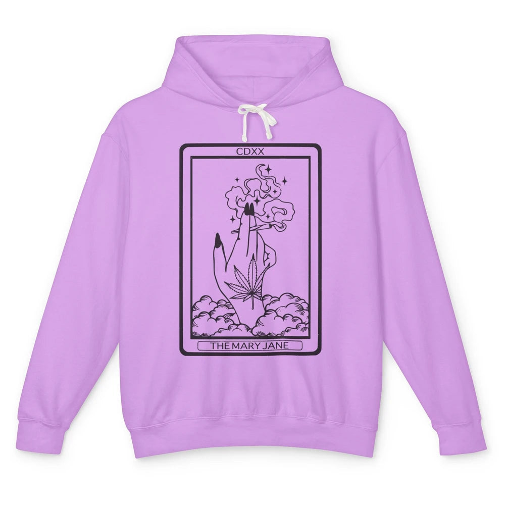 Vintage Weed Mary Jane Tarot Card Weed Smoker Smoking Lady Unisex Lightweight Hoodie