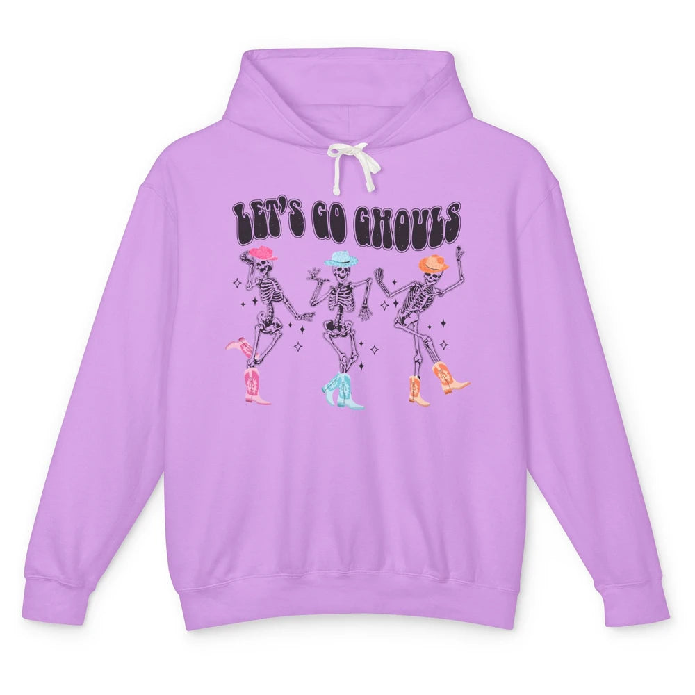 Dancing Skeleton Cowboy Let's Go Ghouls Western Halloween Unisex Lightweight Hoodie