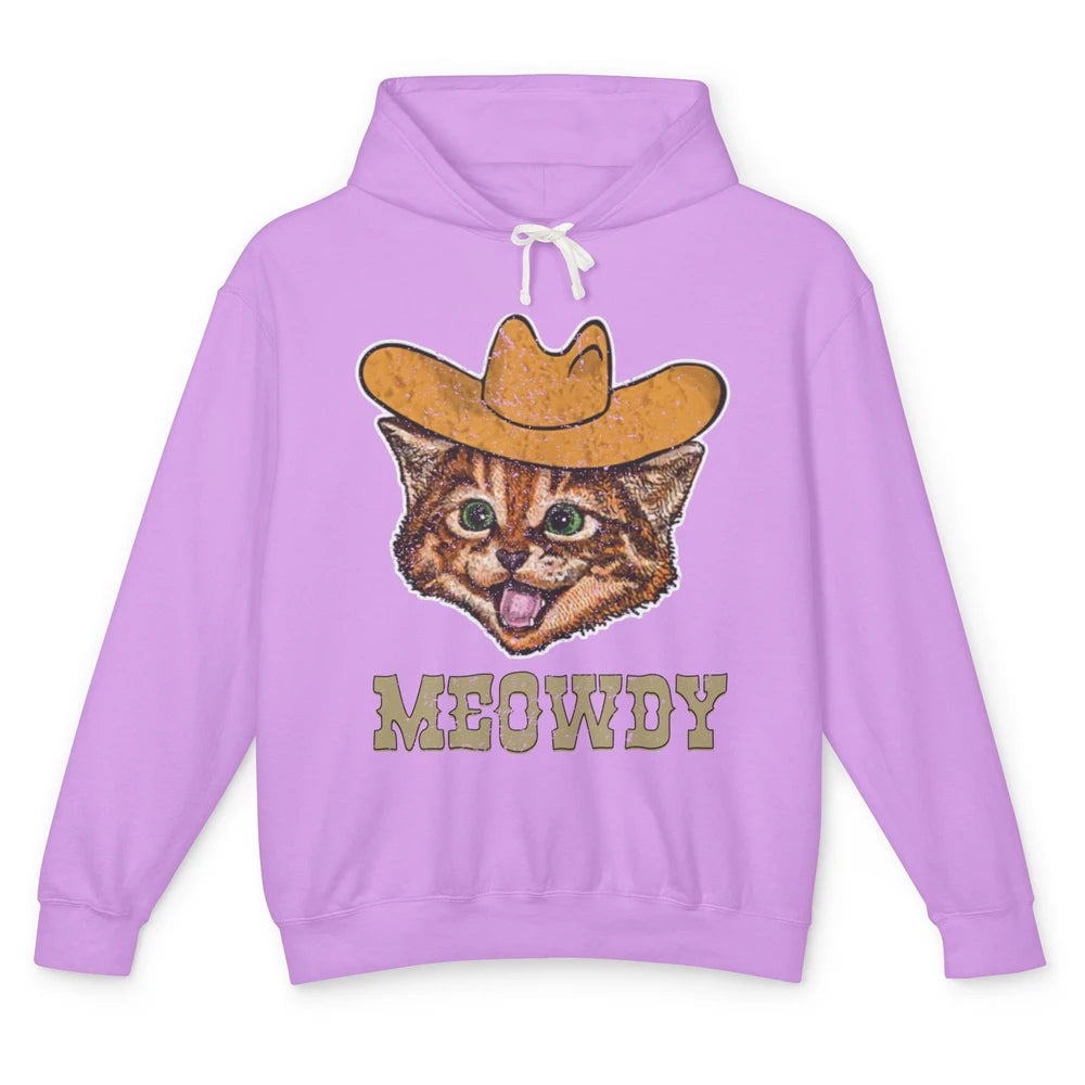 Funny Retro Cat Cowboy Meowdy Western Country Cat Lovers Unisex Lightweight Hoodie