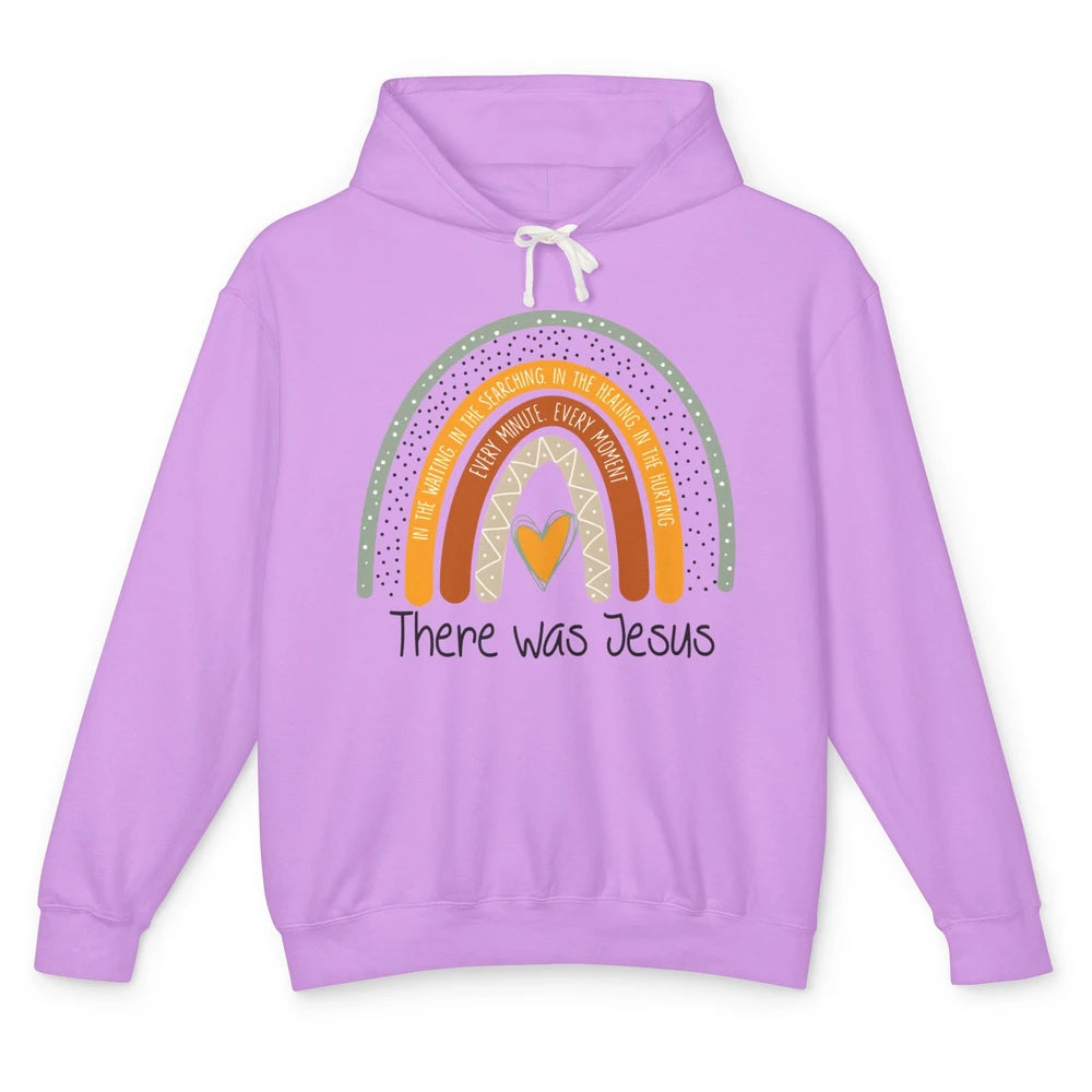 There Was Jesus Love Boho Rainbow Christian Easter Day Unisex Lightweight Hoodie