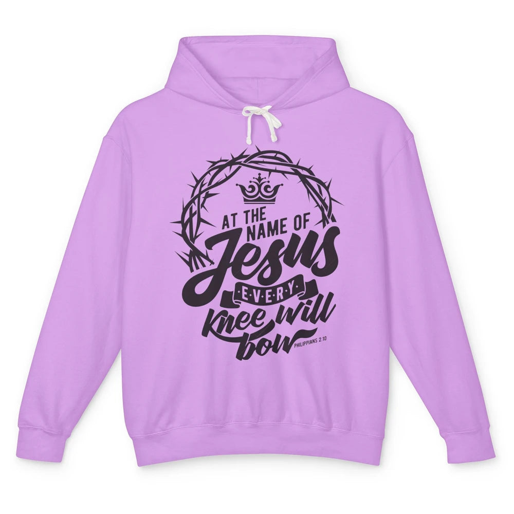 Christian At The Name Of Jesus Every Knee Will Bow Bible Unisex Lightweight Hoodie