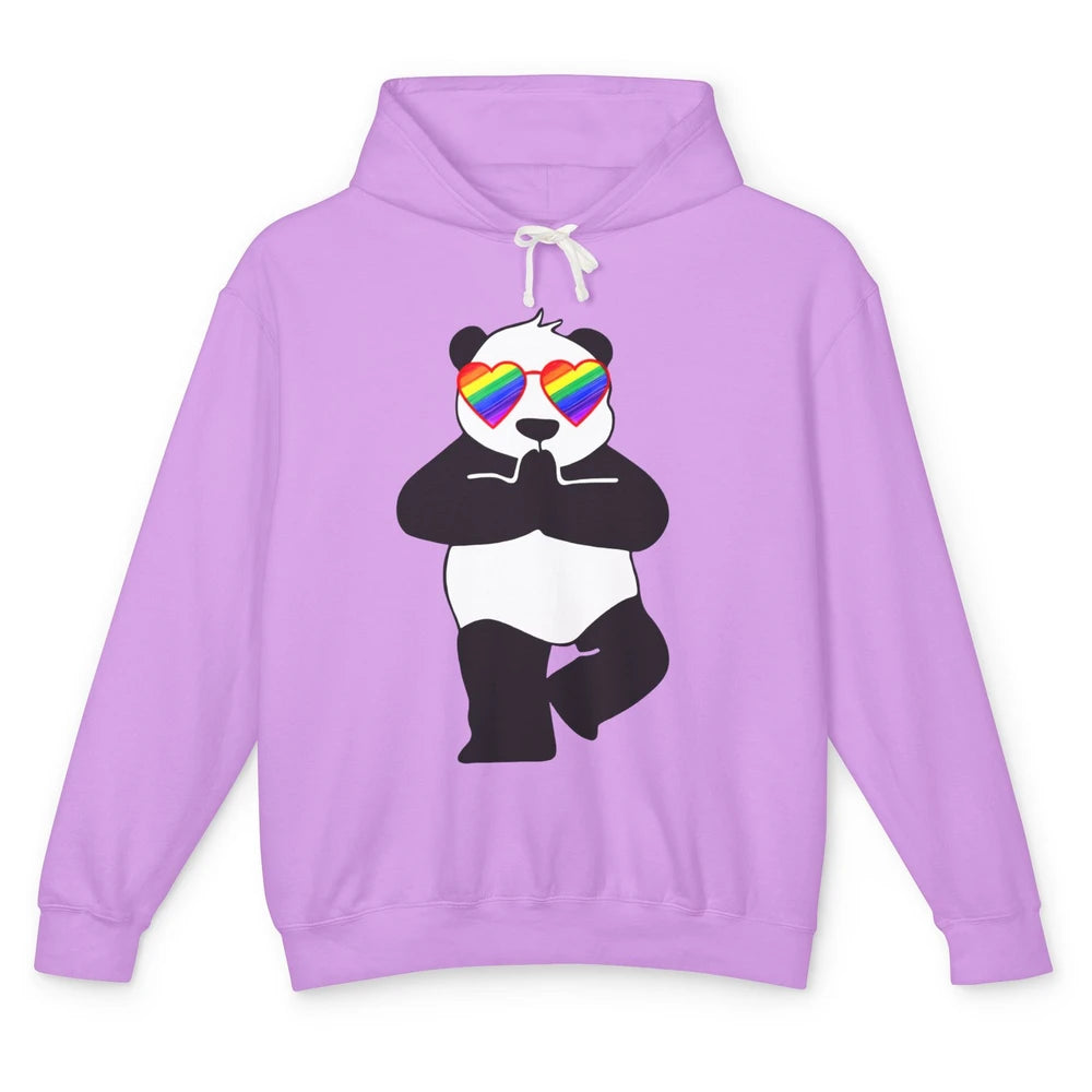 Yoga Panda LGBT Gay Pride Month Rainbow Sunglasses Love Unisex Lightweight Hoodie