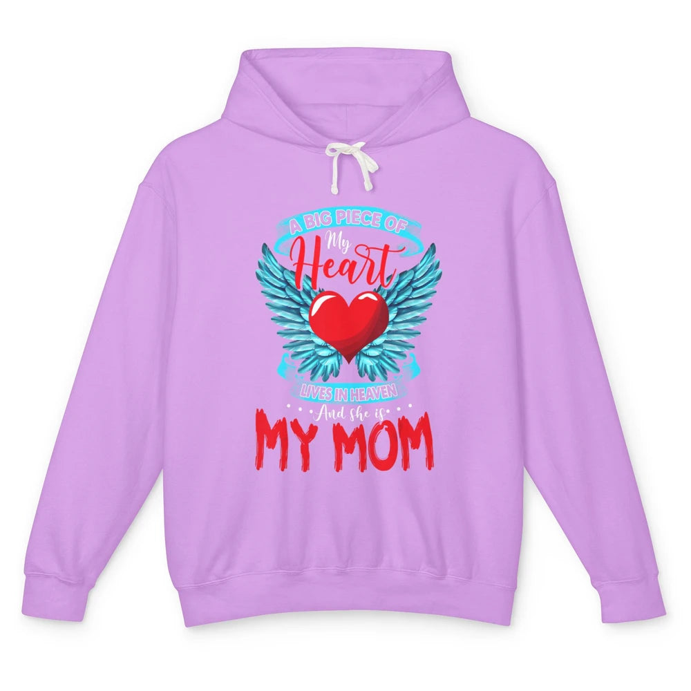 A Big Piece Of My Heart Mom In Heaven Angel Wings Guardian Unisex Lightweight Hoodie